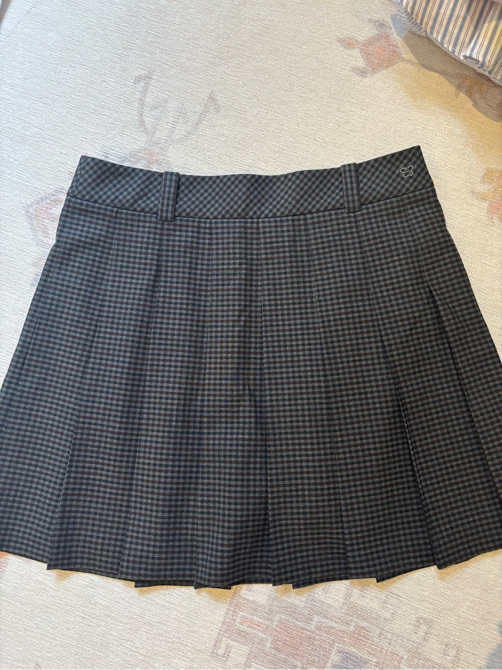 Aritzia Olive Micro Skirt (Colour: Liliana Chk H Chl/adml)